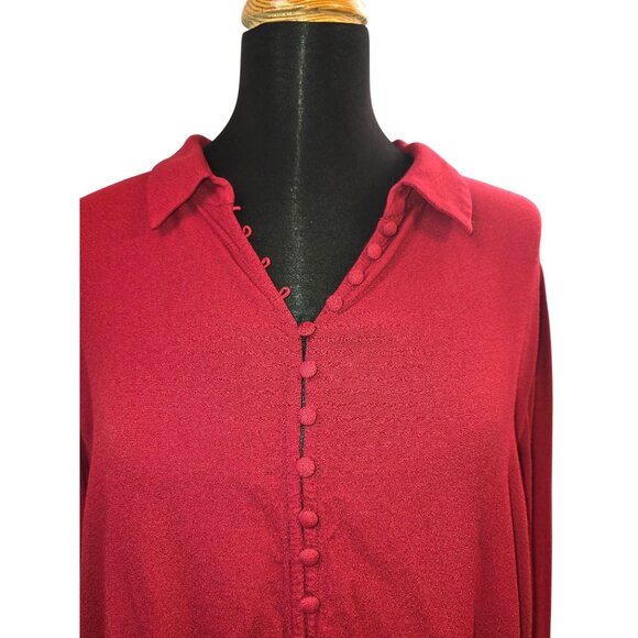 Soft Surrounding Women's Red Long Sleeve Blouse with Ruffles on Sleeves Size 2X - Picture 7 of 8